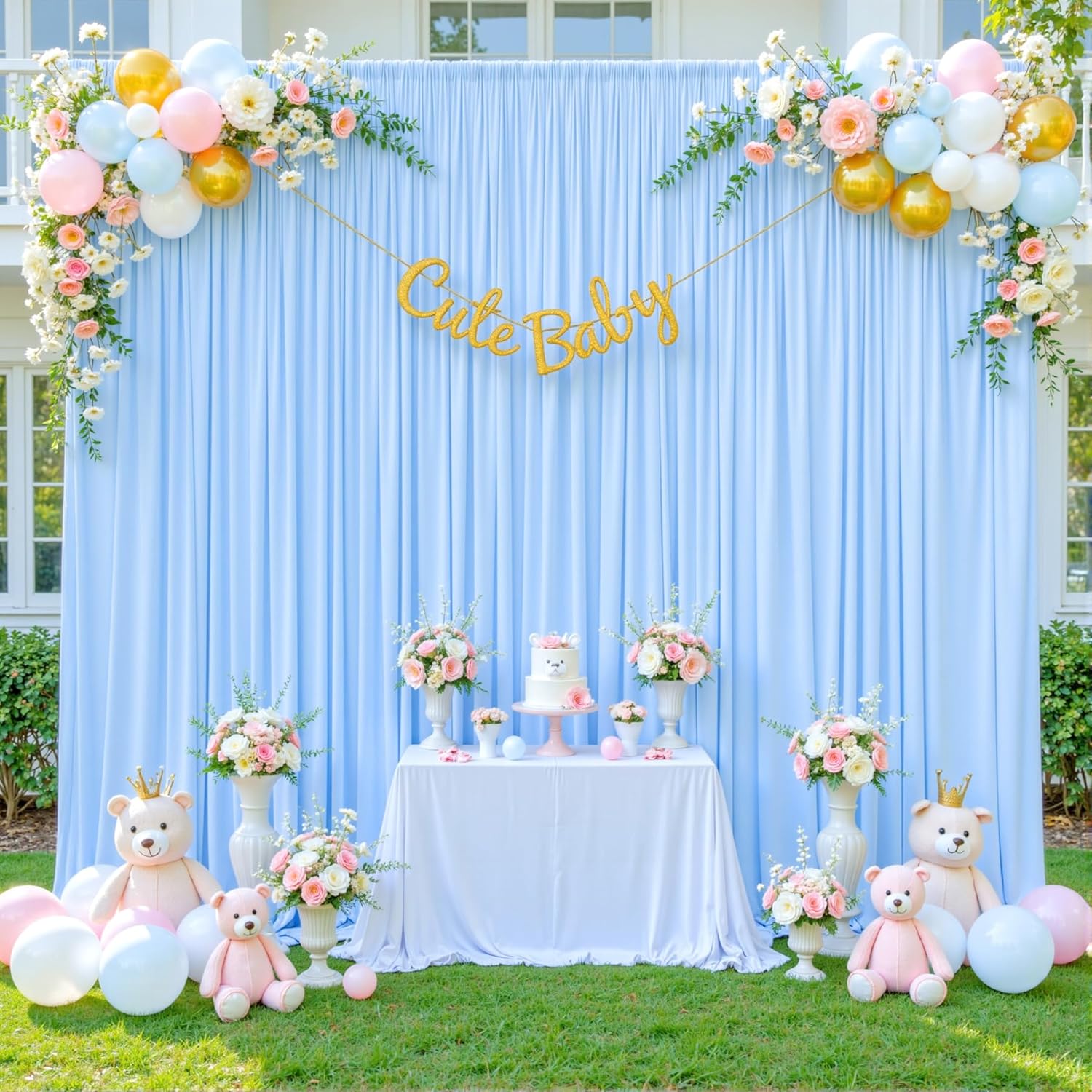 

Wrinkle Free Backdrop Curtains for Parties, 1 Panel Polyester Backdrop Drapes for Wedding Birthday Party Photography Background W150xH215cm(5x7FT)