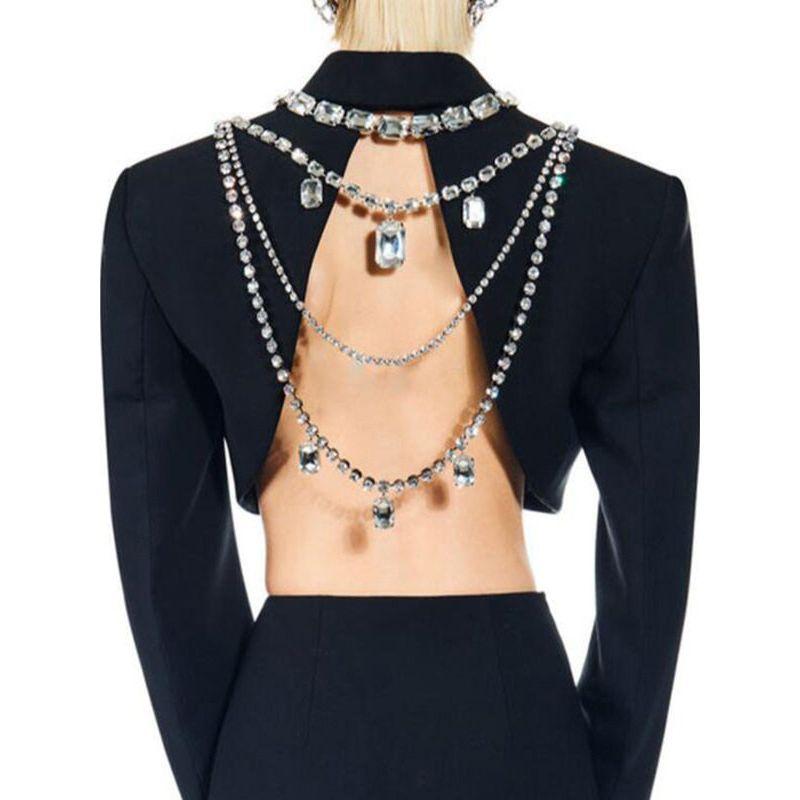 Fashion Shoulder Chain Square Sugar Banquet Formal Dress Accessories Women's Rhinestone