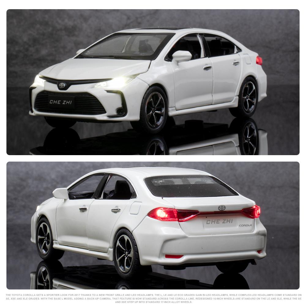 Diecast 1/32 TOYOTA Corolla Alloy Car Model Sound and Light Pull Back Door Opening Metal Car Model Collection Gifts for Friends