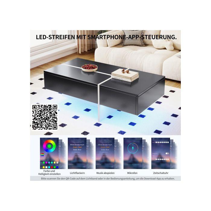 Table Basse Brillante, Structure En Blocs De Couleur Noir Et Blanc, Mobilier Décontracté, 100*50*34.5 Cm