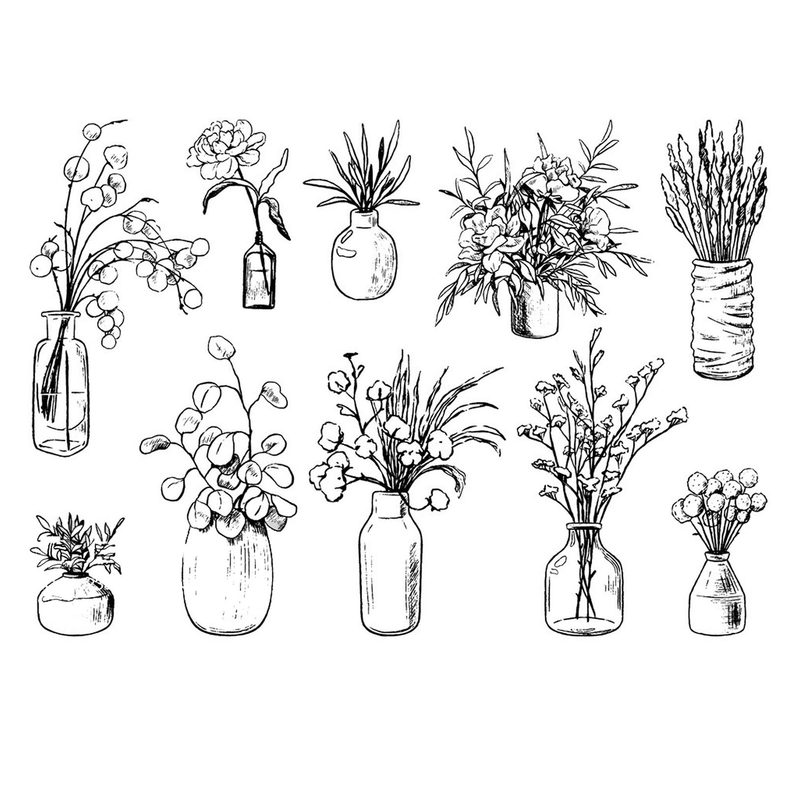 Clear Flower Plant Stamp Decorative Silicones Stamp for Scrapbooking Card Making Album Decoration Rubber Embossing Stamp
