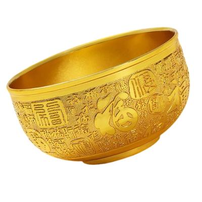 Decorative Metal Abundances Bowl Prosperity Vessel Fengshui Home Office Desktop Decors for Luck and Career Success