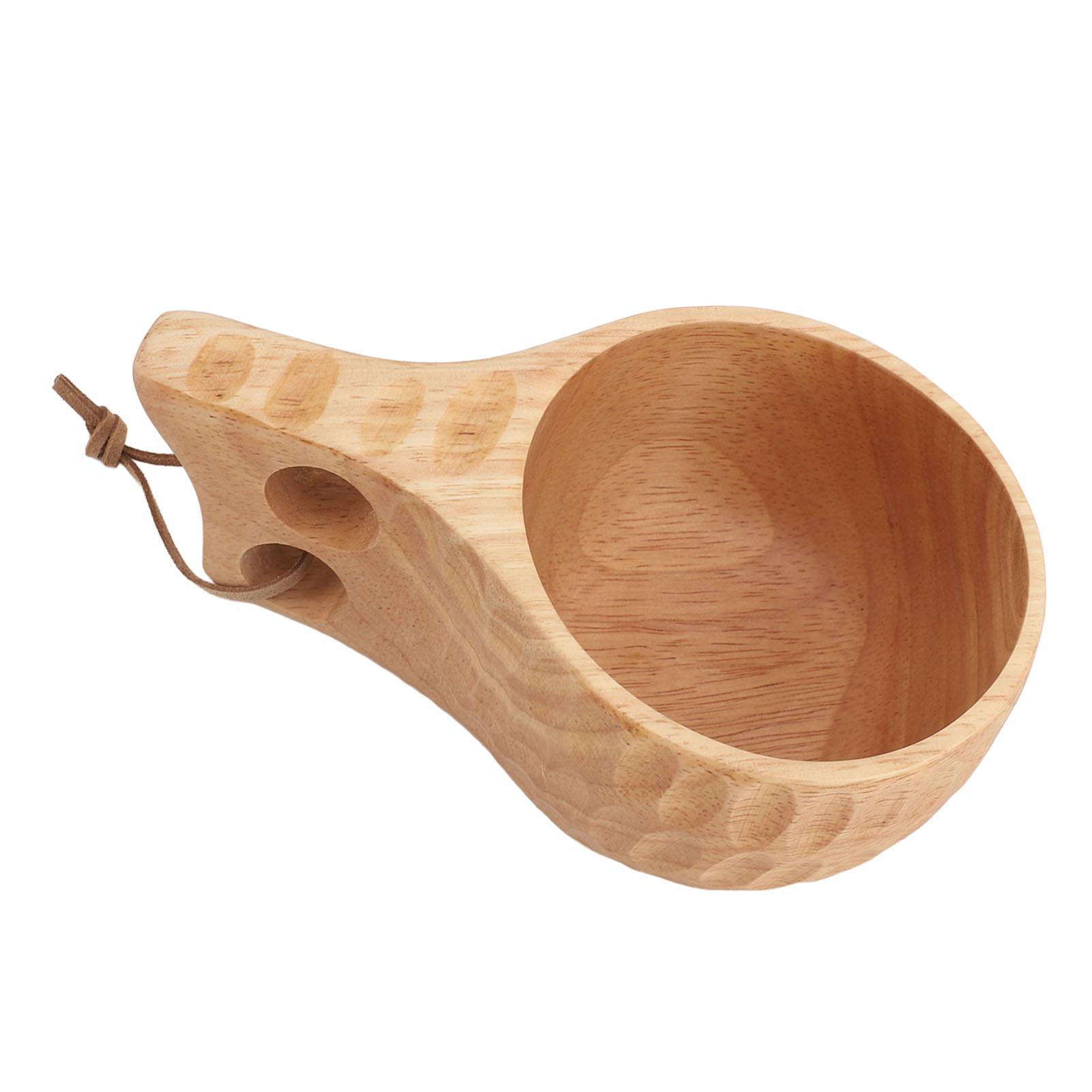 

350ML Wooden Cup with Handle Portable Multifunctional Wood Mug Drinking Cup for Coffee Tea Milk Beverages Light Wood L