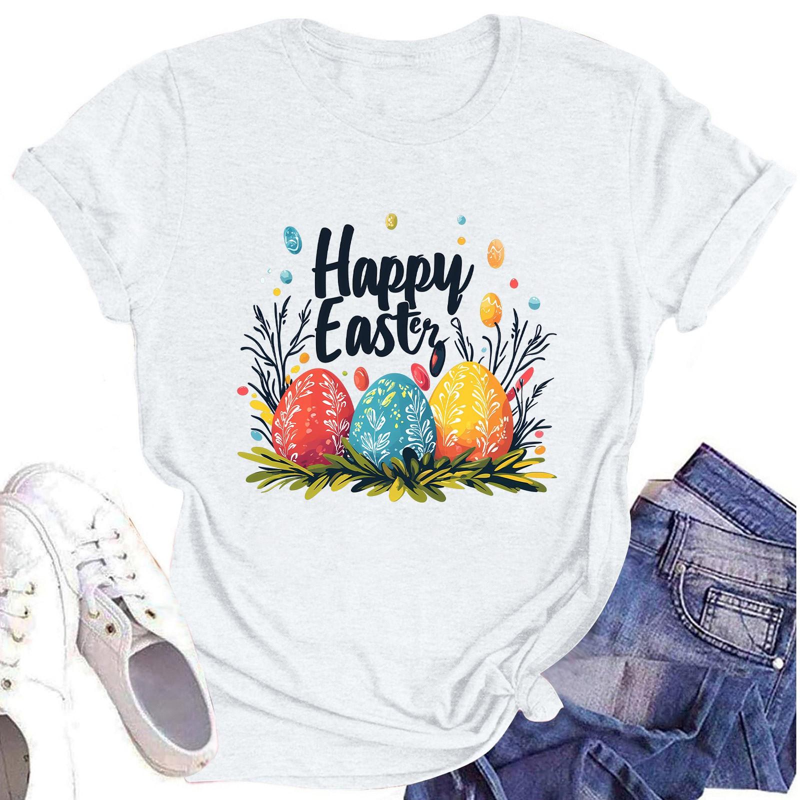 

Жіночий топ з круглим вирізом, повсякденний принт, футболка з короткими рукавами XL білий