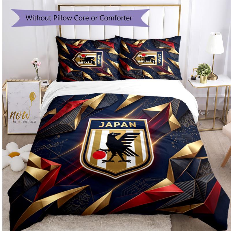 Japan Football Printed Bedding 3 Piece Set Cozy Breathable Bed Cover Set as Housewarming Holiday Gift