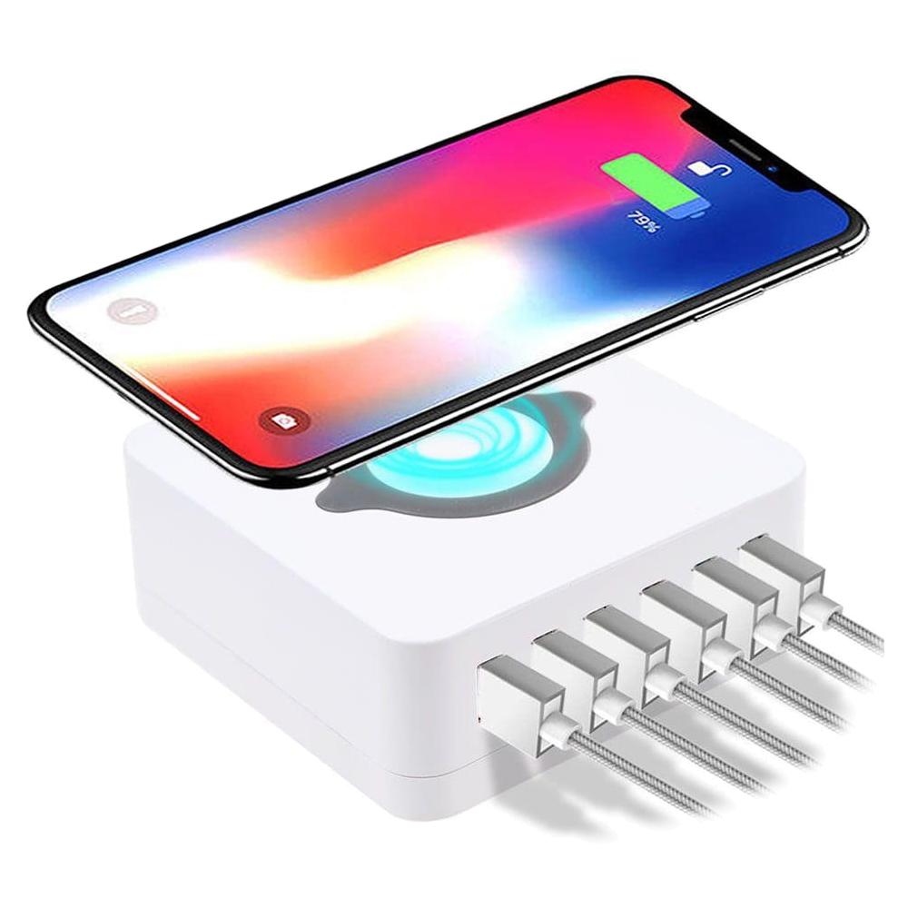 Ładowarka 6x usb i ładowaniem indukcyjnym 10w indukcyjna