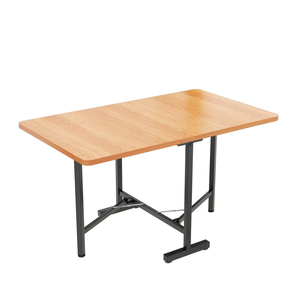 Modern Minimalist Dining Table in Natural Color - Extendable Dining Table 120 cm x 80 cm, Foldable and Storable Table, High-Strength Alloy Support