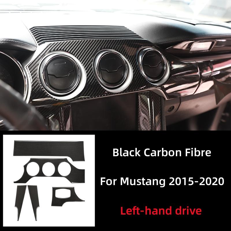 

For Ford Mustang GT 2015-2025 Accessories Carbon Fiber Interior Car Dashboard Panel Cover Trim Sticker Decal Decoration Frame Left-hand drive чорний