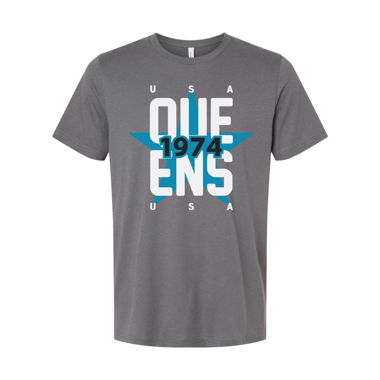 

Unisex T Shirt Featuring Blue Star Graphic With USA 1974 One Design Print Tee L