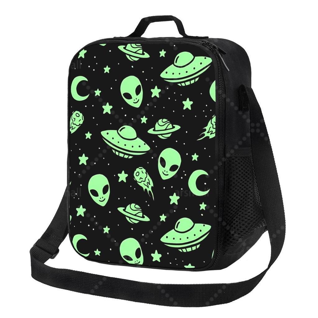 Alien Lunch Bag with Adjustable Shoulder Strap Reusable Thermal Bento Tote for Work Picnic Beach