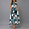 Oversized Ladies Sleeveless Crew Neck Dress Graceful Scattered Floral Loose Calf Length Gown