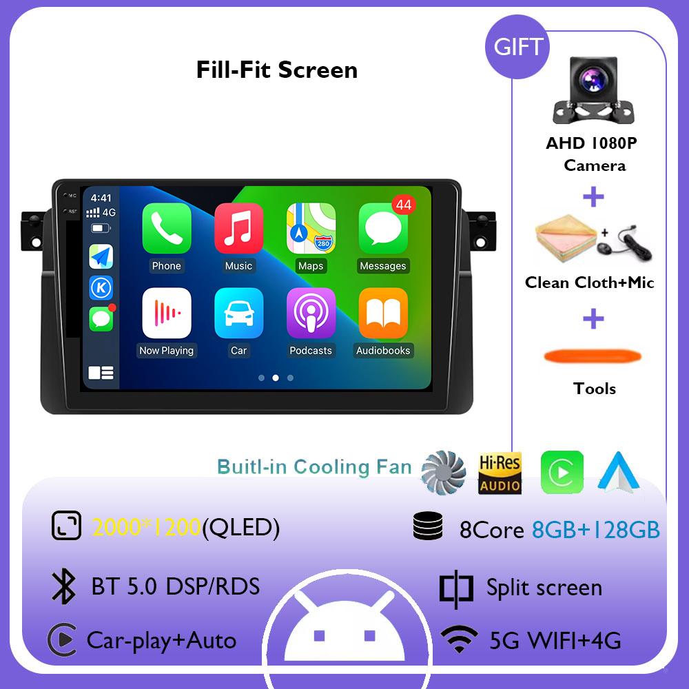 Android 14 Car Radio For BMW E46 1999 2000 2001 2002 2003 2004 2005 Carplay Auto Stereo Player Autoradio WIFI GPS Navigation