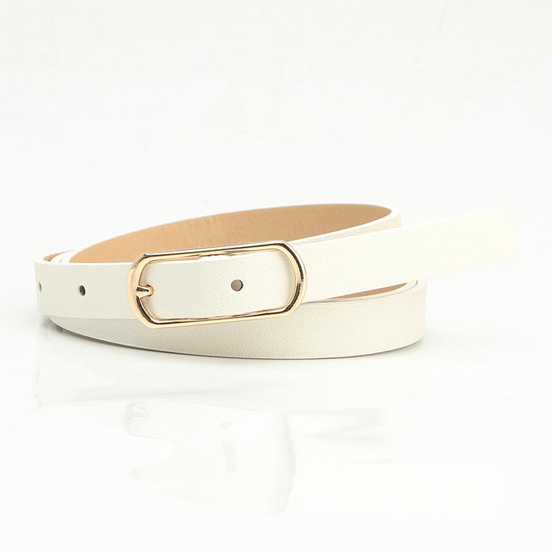 Simple and Versatile Multi-color Women's Thin Belt Fresh and Sweet Dress Decorative Oval Button PU Belt