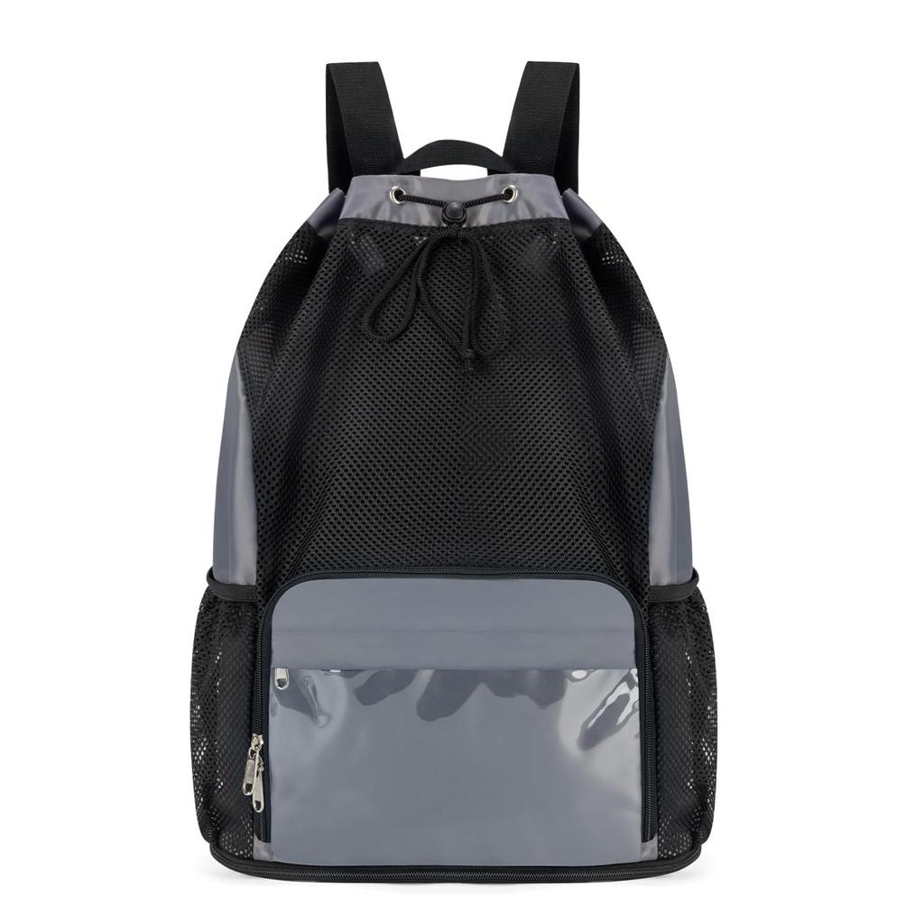 Drawstring Backpack Sand-proof Beach Backpack with Shoe Compartment and Wet Pocket Waterproof Mesh Beach Bag