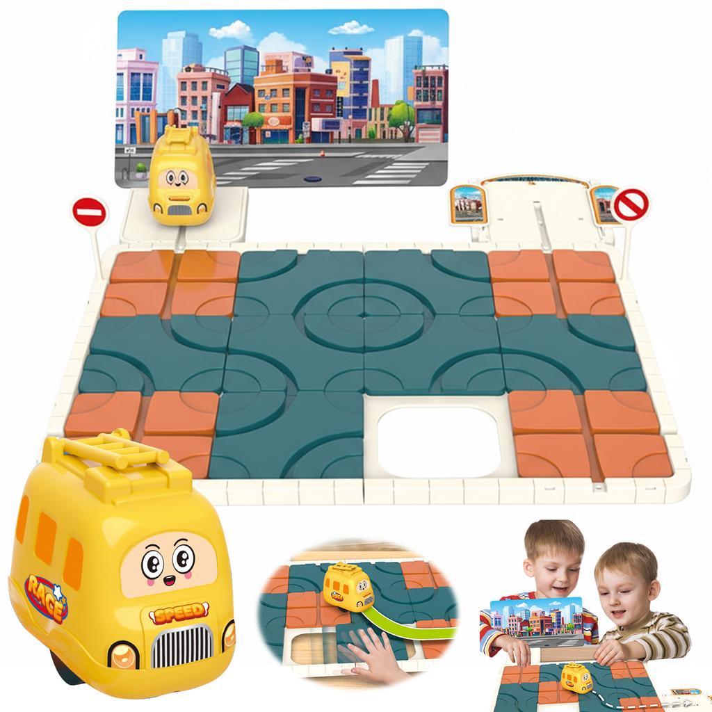STEM Board Games Logic Road Builder Games Brain Puzzles Maze Games for Boys Girls Ages 3-10 Birthday Gifts