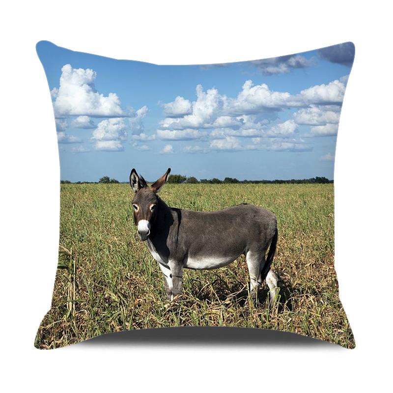 Animals Cushion Cover 18x18 Inches Throw Pillow Case Cow Sheep Donkey Pig Printed Pillow Cover Farmhouse Home Decor Cushion Case