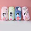 Ancient Style PU Cartoon Pencil Case - Large, Portable Zipper Storage for Students.