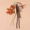 Bag Charm Fashion Series Leather Movable Limbs Coffee Bear Pendant Cute Alloy Bear Bag Braided Charm Lanyard Gift