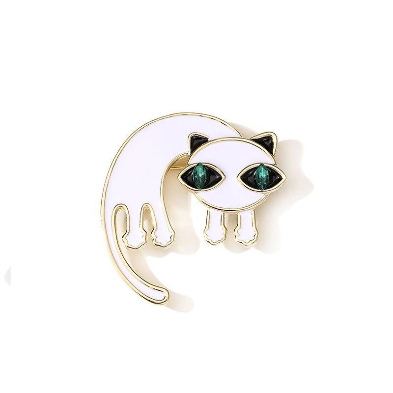 SKEDS Women Men Fashion Creative Exquisite Cute Cat Crystal Pin Lovely Kitten Rhinestone Delicate Kitten Enamel Brooch Badges