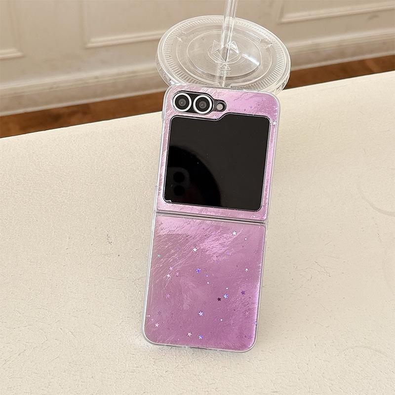 

For Samsung Zflip 6 Flip Folding Screen Zflip 7 Phone Case Solid Color Glitter W24flip Simple Anti Drop For Samsung ZFlip7