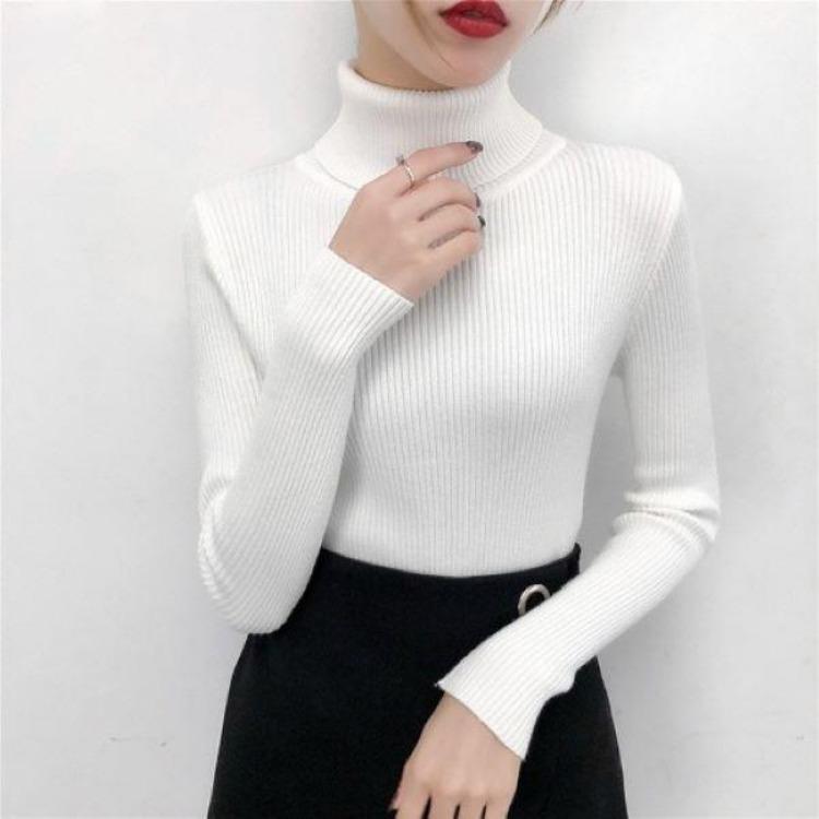 Slim Fit Women Turtleneck Sweater Knitted Pullovers Winter Warm Plus Size Clothes Elastic Soft High Quality