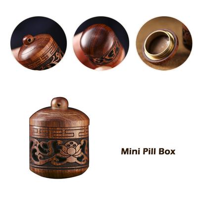 1Pcs Wood Medicine Pill Box Mini Wood Rescue Pill Case Portable Pendant