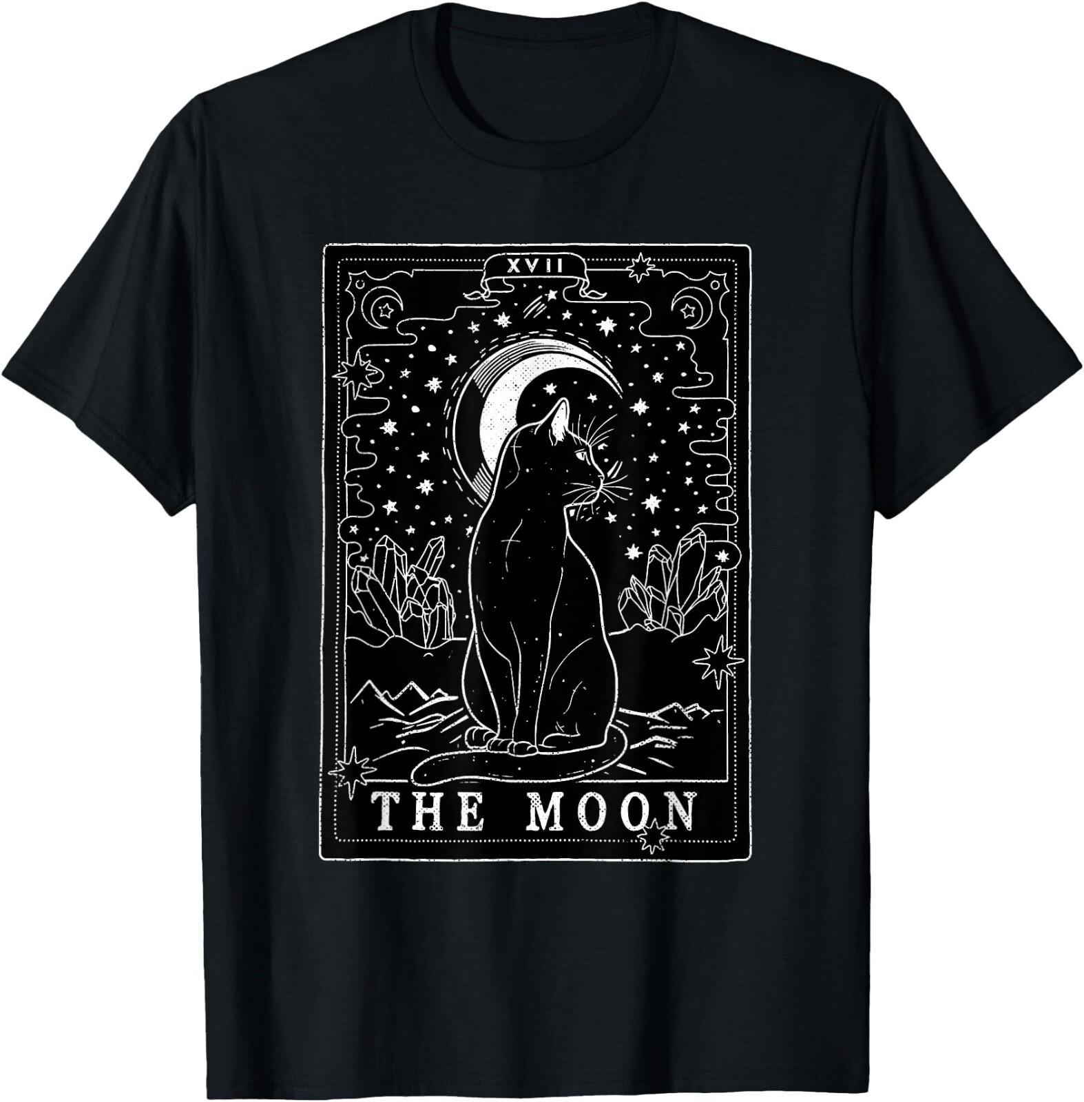 Graphic Cat Lovers Moon Tarot Card Cat Tarot Card The Moon T-Shirt, Unisex Tees S