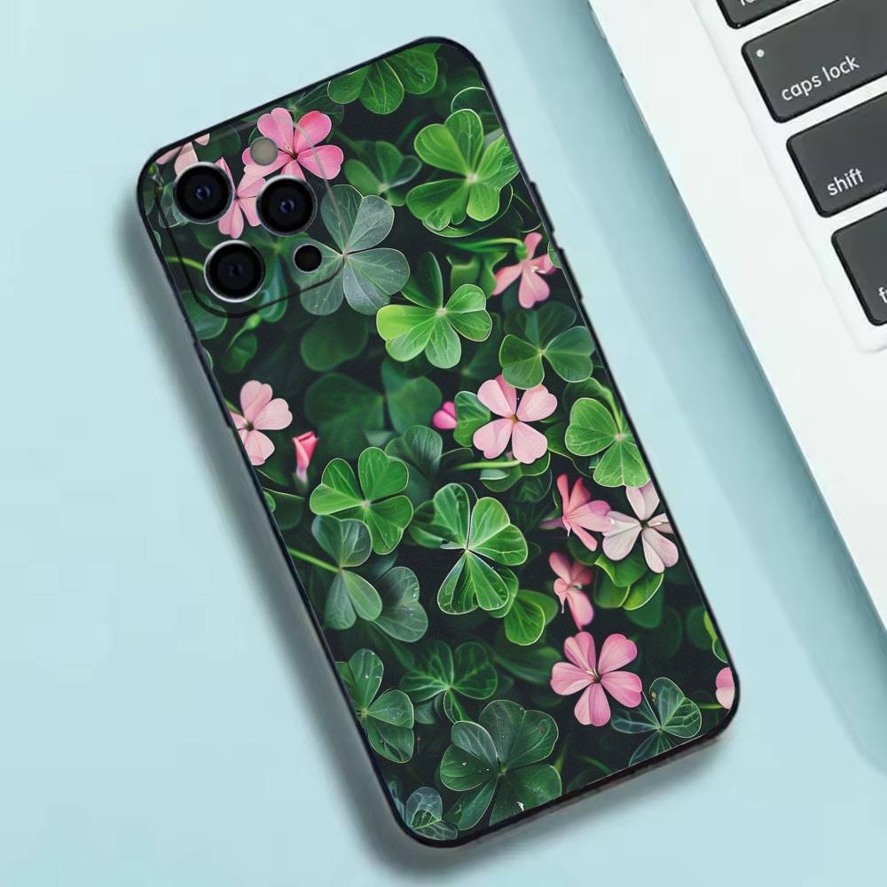 Lucky Four-Leaf Clover Phone Case Silicone Soft For IPhone 17 16 15 14 13 12 11 X XR Plus Pro Max Plus