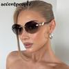 Small Frame Oval Rimless Sunglasses Women  Luxury Brand Vintage Frameless Punk Sun Glasses For Ladies Trendy Outdoor Shades