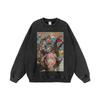 Mens Oversized Hoodie With Japanese Hip-Hop Cartoon Print Vintage Streetwear Cotton Sweatshirt Loose Fit Long Sleeve