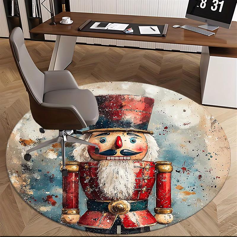 1pc Christmas Nutcracker Chair Mat - Anime Cartoon Design, Non-Slip Carpet for Office Chair, Festive Gift, Seasonal Decor, Living Room, Bedroom, Game