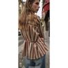 Za Autumn New Arrivals Women's Clothing Zr European and American Style Fashionable Versatile Casual Daily Striped Waist-Tightening Long-Sleeve Shirt