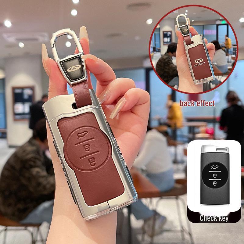 Chery Tiggo 7 Key Case: Metal Leather Shell Fits Tiggo 5x, 3x, Exeed LX, Lanyue - Premium Quality