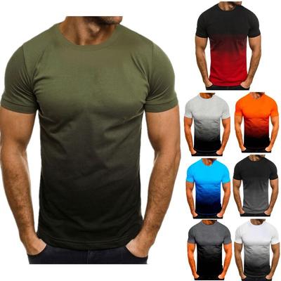 Neue Herren T-Shirt Casual Sport Mode 3D Farbverlauf Kurzarm Rundhals T-Shirt Herren Tops