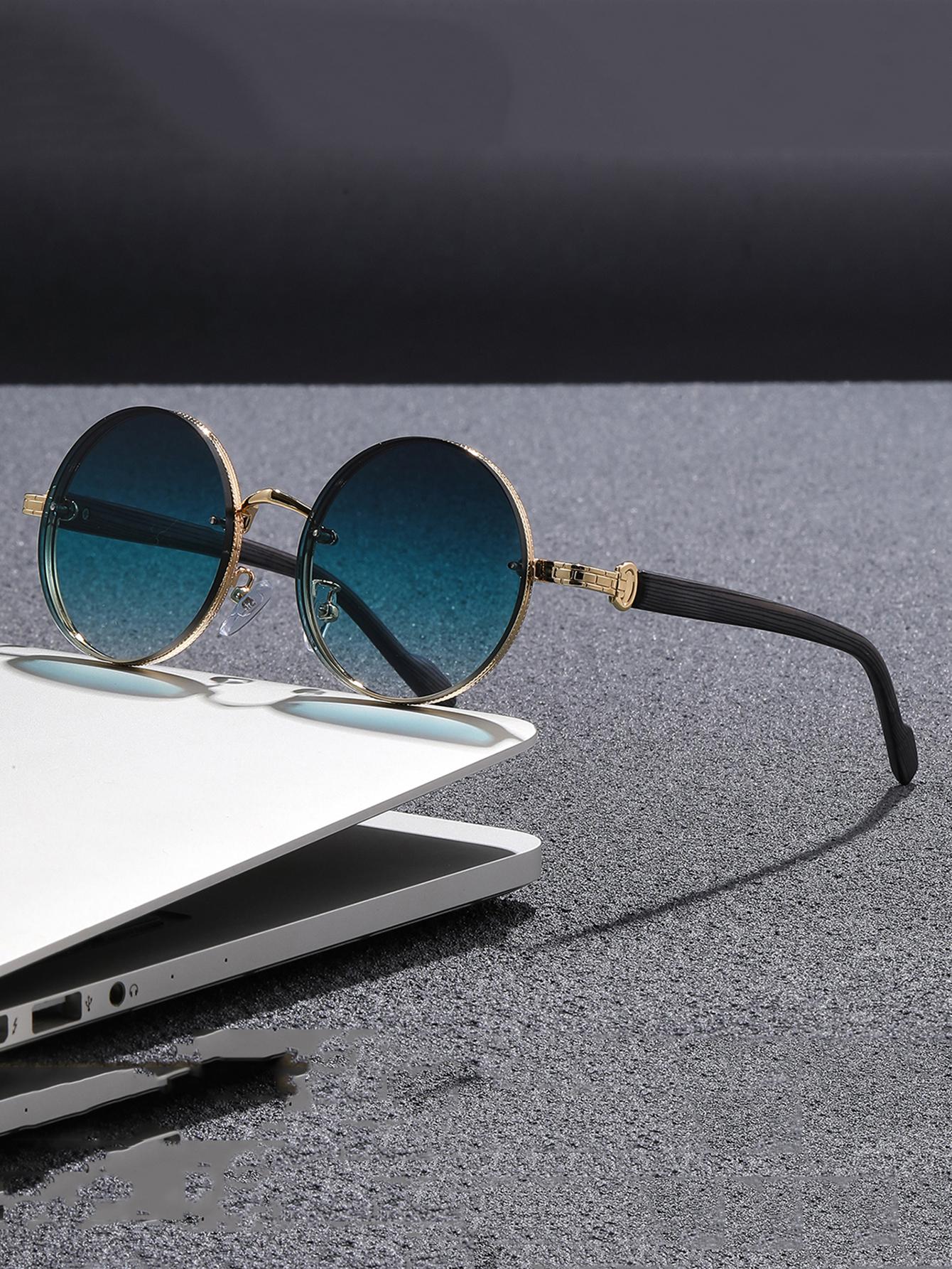 

Солнцезащитные очки Индивидуальность с антибликовым покрытием, Американская классика, Металлическая круглая оправа, Панк, Металл, Деревянные дужки, Женские солнцезащитные очки, Мужские солнцезащитные очки зелёный