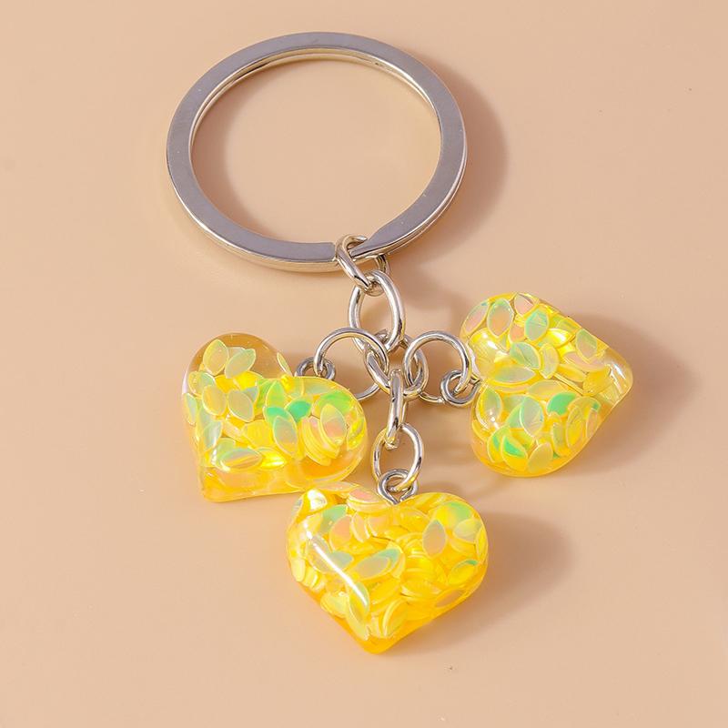 Cute Resin Love Heart Keychain Maple Leaf Key Ring Pendant for Women Girl Handbag Decor DIY Handmade Jewelry Gift