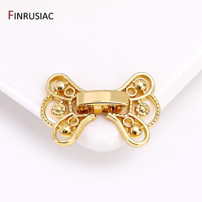 18K Gold Plated Creative Bow Decoration Connector Clasps Fasteners, Brass Pearl Clasps Connector For DIY Jewelry Making Supplies