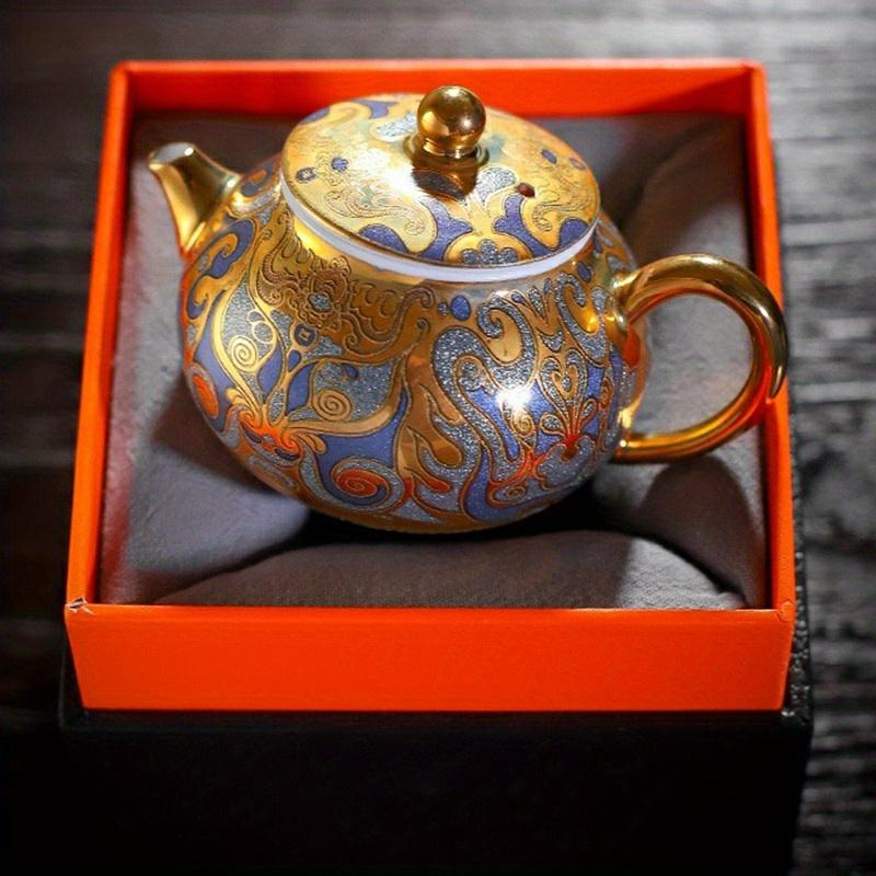 1ks 24k Zlatá čajová konvice Master Ručně vyráběná Dunhuang Tangka Zlacená konvička Dárková čajová sada pro domácnost Vysoce kvalitní čajová sada Kung Fu Jedna konvička