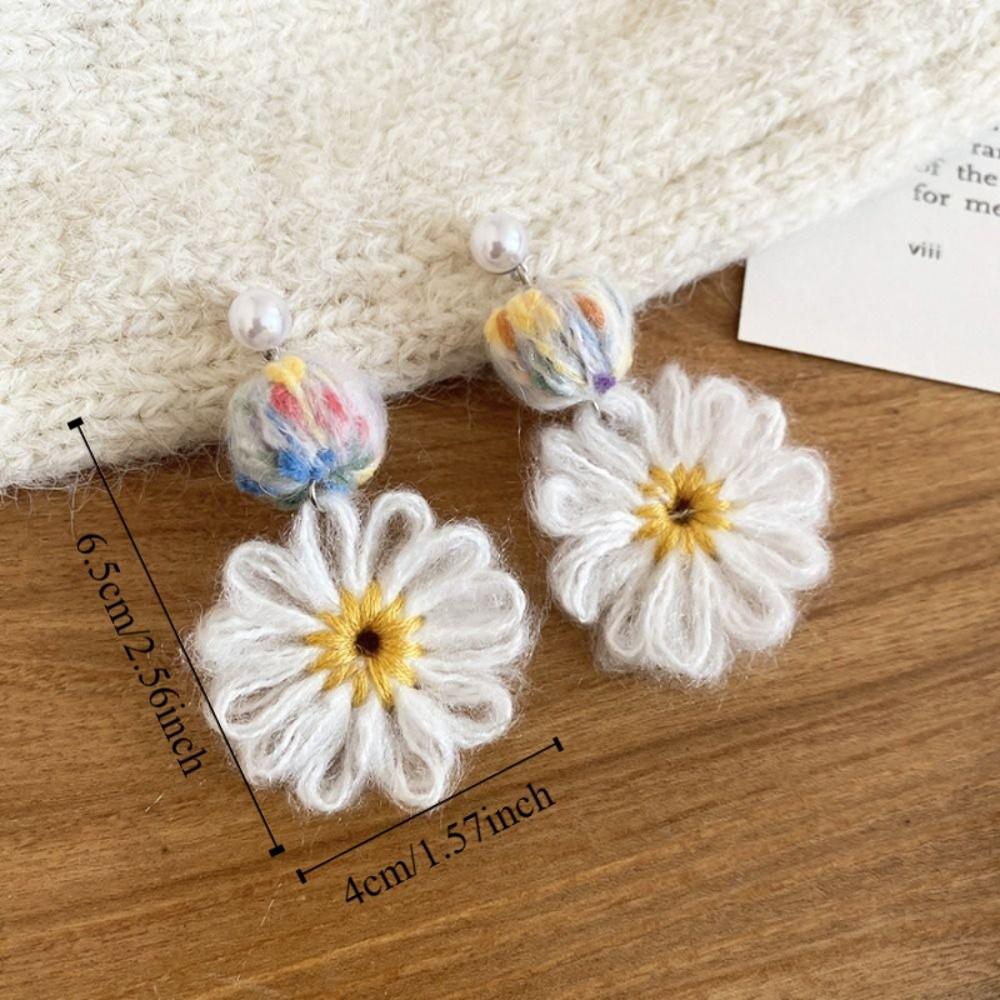 Cute Flower Crochet Earrings Temperament Bohemia Dangle Earrings Daisy Flower Earrings Daily