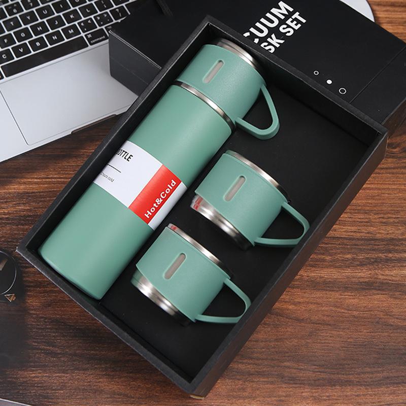 500ML Stainless Steel Vacuum Flask Gift Kit Office Business Style Thermos Bottle Outdoor Use Hot Water Thermal Insulation Couple Cup