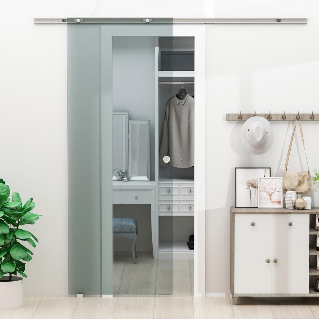 Sliding Frosted Glass Door With Aluminum Rail For Bathroom Kitchen Study Glass 205cm