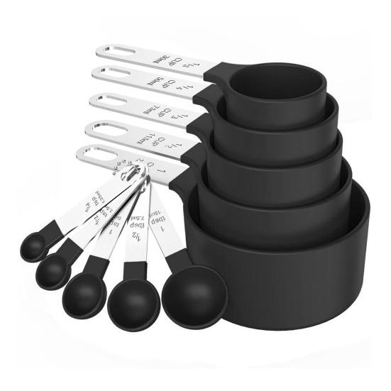 10Pcs Measuring Cups And Spoons Set, Stainless Steel Measuring Cups for Dry Liquid Ingredients, Nesting Baking Tools, Kitchen Gadgets