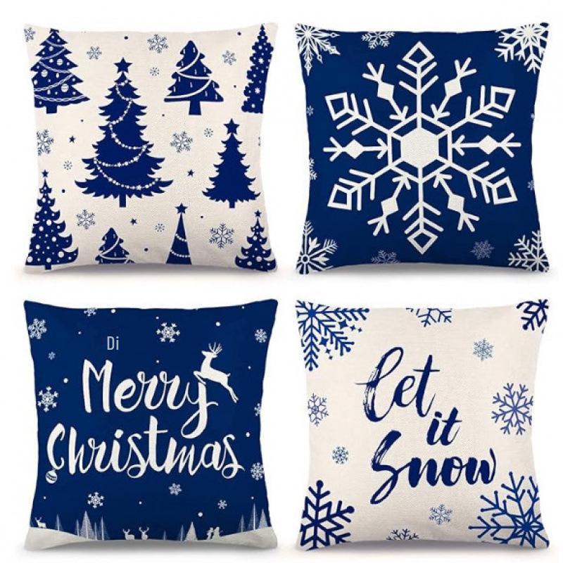 Christmas Linen Pillowcase: Home Sofa Decor & Car Lumbar Support Cushion Cover