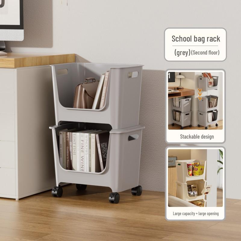 Stackable Multi-Layer Storage Shelves: Under Table Organizer with Wheels for Snacks, Drinks, Toys, and More