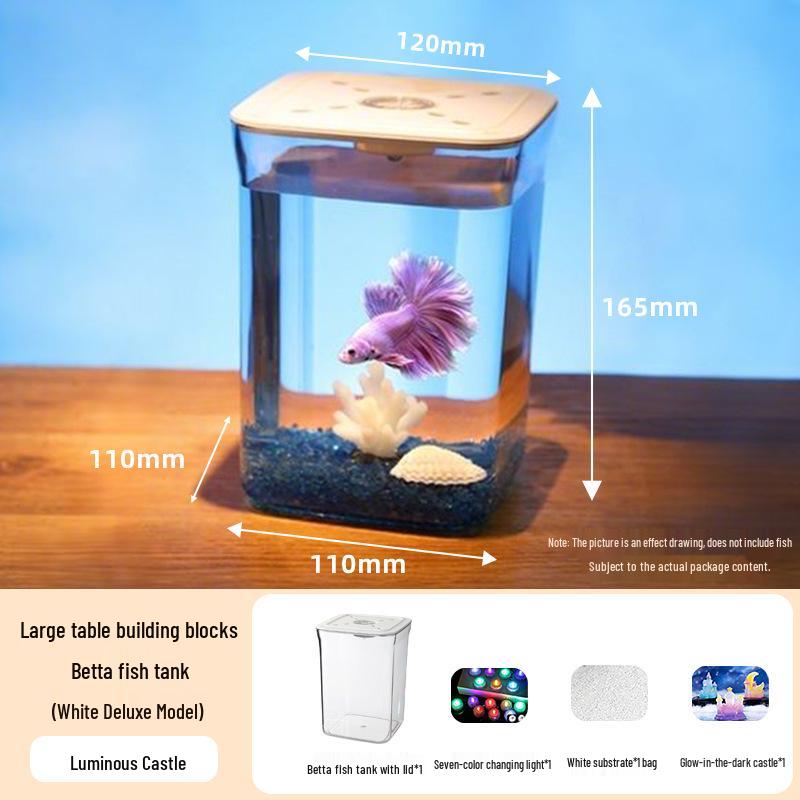 Acvariu Mini de Birou pentru Pești Luptători Siamezi - Betta Micro-Peisaj Acvatic Decor Acvariu.