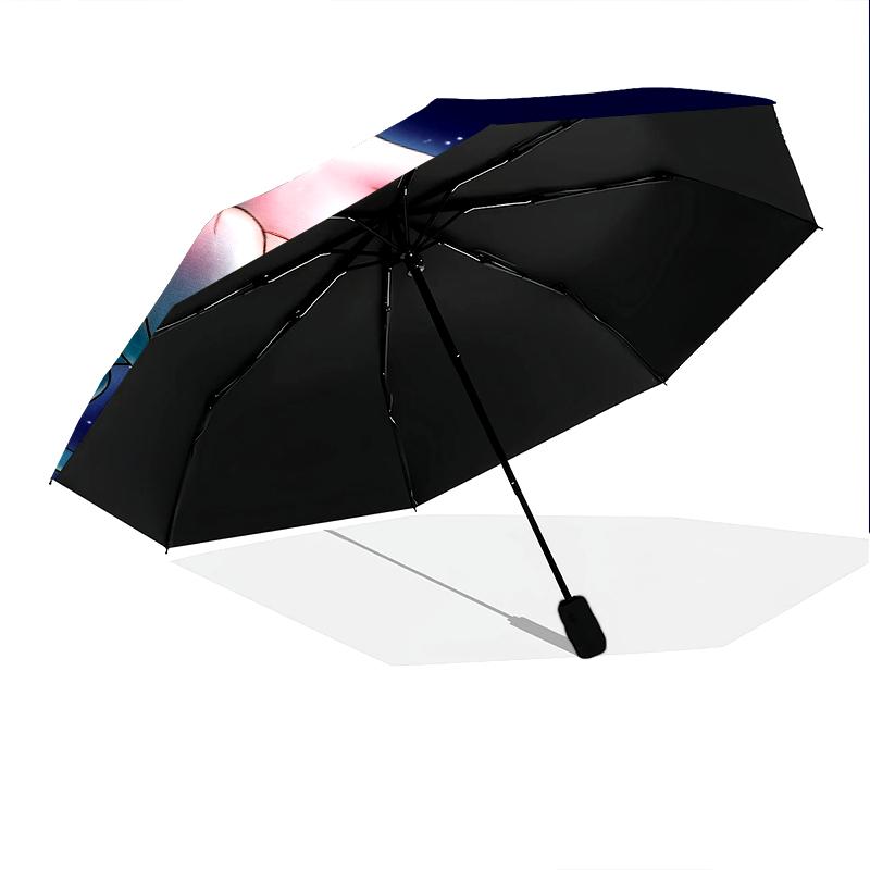 Mew Pattern, Automatic Folding Umbrella, Portable and Foldable Design, 8 Ribs, a Christmas or Birthday Gift.