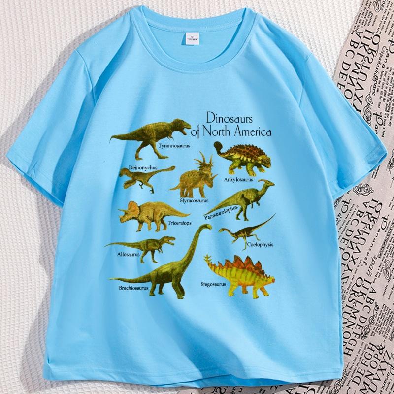 Vintage 90s Dinosaur Species Graphic Tee Cotton Short Sleeve Printed Tshirt Casual Round Neck Cool Loose Streetwear Clothing