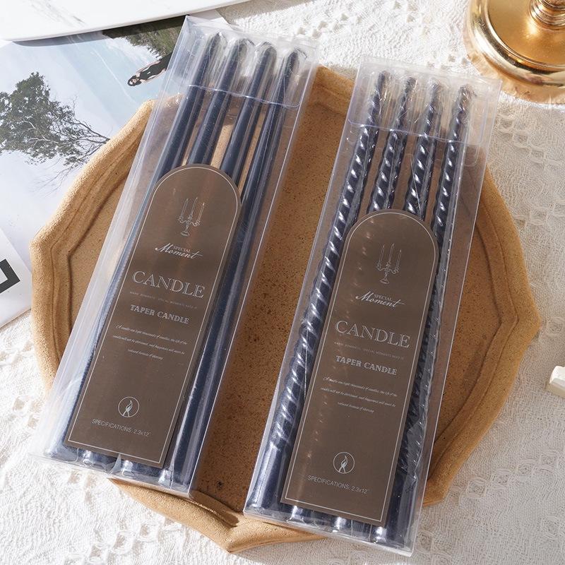 

30см Гальванизированная Европейская Цветная Длинная Свеча Столовая Бытовая Без запаха Ужин при свечах Подсвечник Конус Воск 4 шт. Electroplated Black (Pack of 4)