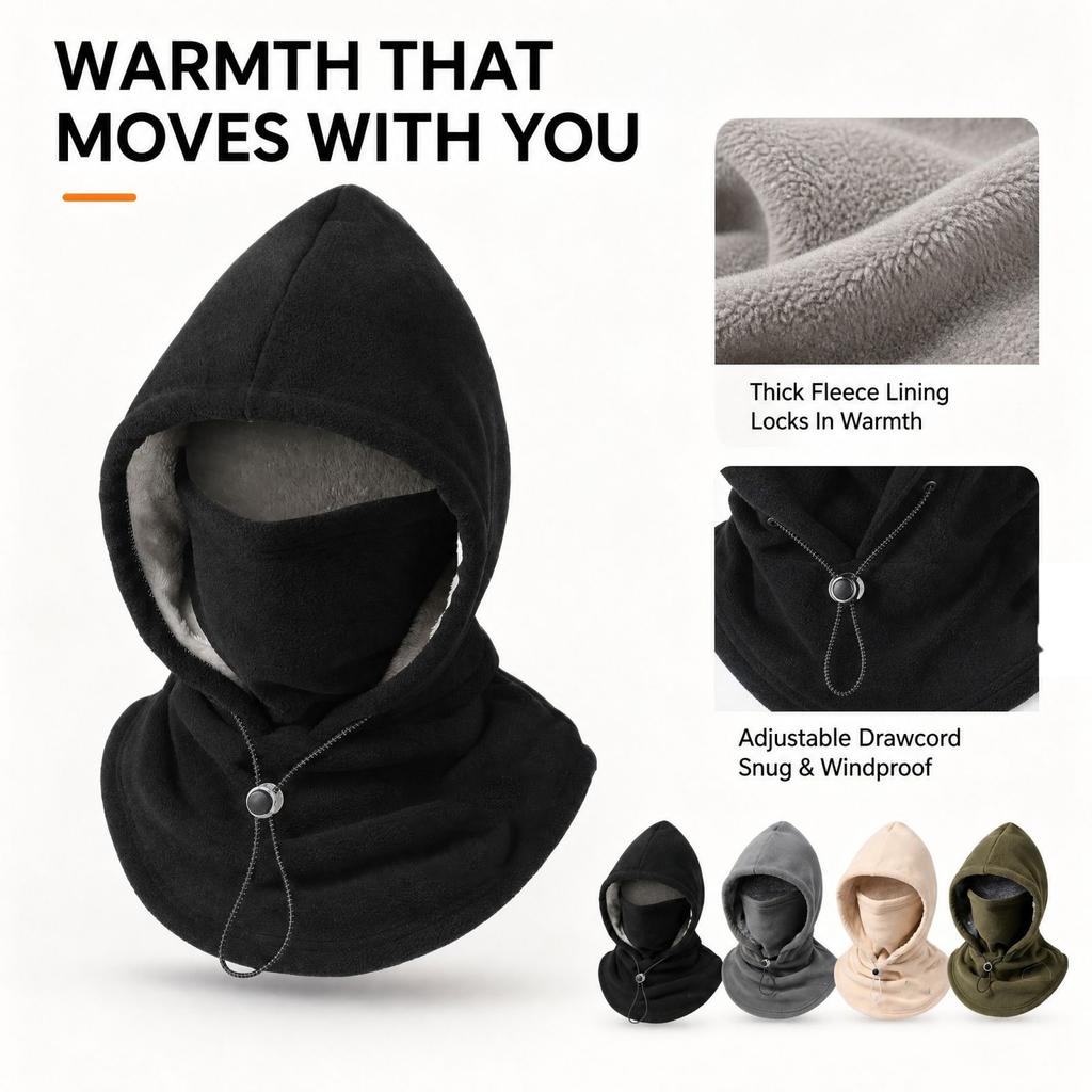 Unisex Outdoor Cycling Hat with Face and Neck Cover, Thickened Double-Layer Windproof Design
