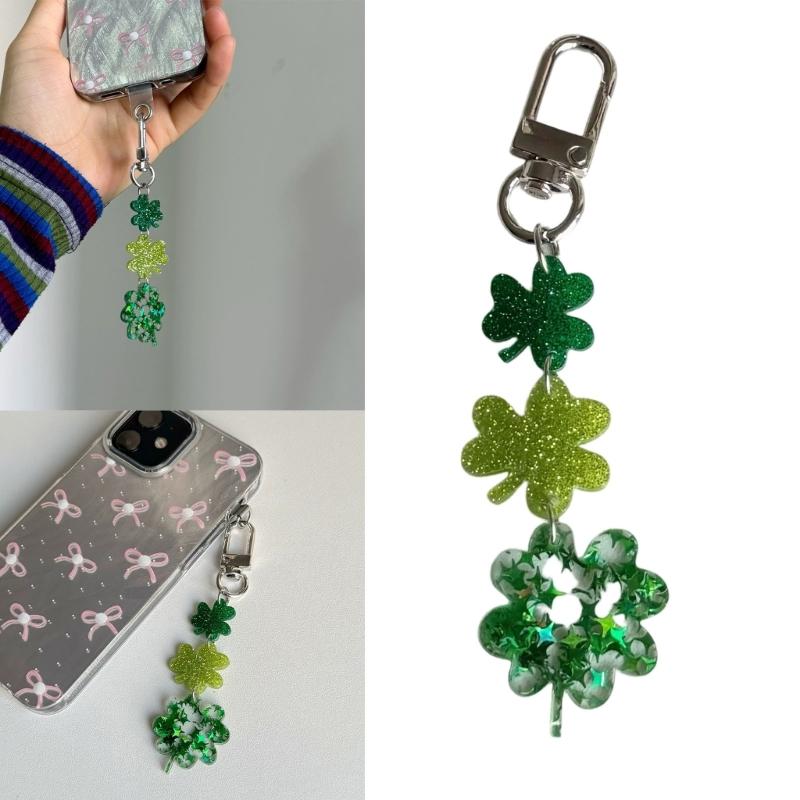 Gradient Clovers Keychain Acrylic Good Luck Charm For Phone Keys Backpack Decoration Trendy Travel Essential
